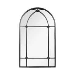 La Hacienda Aston & Wold Arundel Black Arch Framed Garden Mirror 1000mm X 600mm