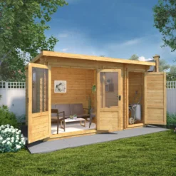 Mercia 13x8 Pent Tongue & Groove Cabin With Double Door -Deals Good Garden Tool Store mercia 13x8 pent tongue groove cabin with double door5029442002477 02i bq