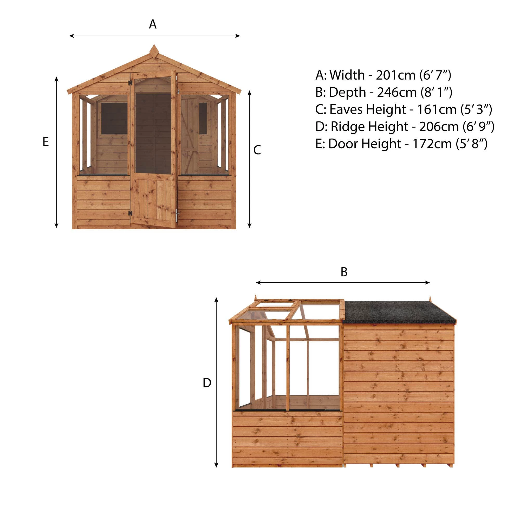 Mercia 8x6 Apex Greenhouse Combi Shed - Assembly Required 8 Mercia 8x6 Apex Greenhouse Combi Shed - Assembly Required - Image 8