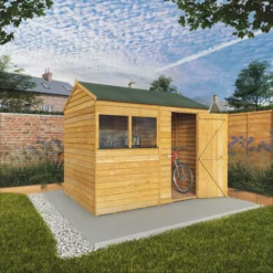 Mercia 8x6 Ft Reverse Apex Overlap Wooden 2 Windows Shed With Floor