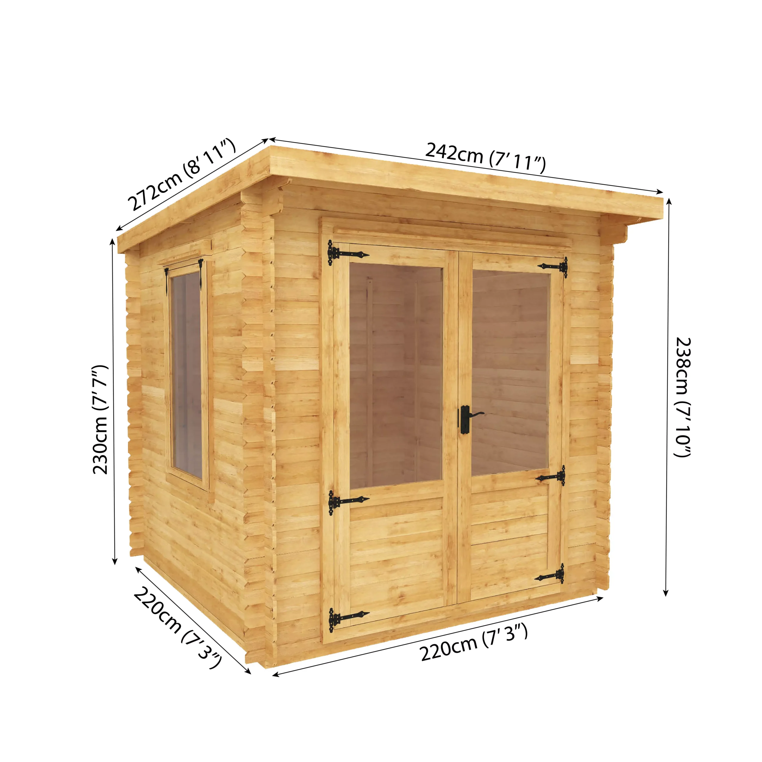 Mercia 8x8 Pent Tongue & Groove Cabin With Double Door 10 Mercia 8x8 Pent Tongue & Groove Cabin With Double Door - Image 10