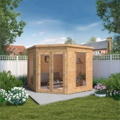 Mercia Corner 8x8 Ft Flat Shiplap Wooden Summer House With Double Door -Deals Good Garden Tool Store mercia corner 8x8 ft flat shiplap wooden summer house with double door5029442076553 01i
