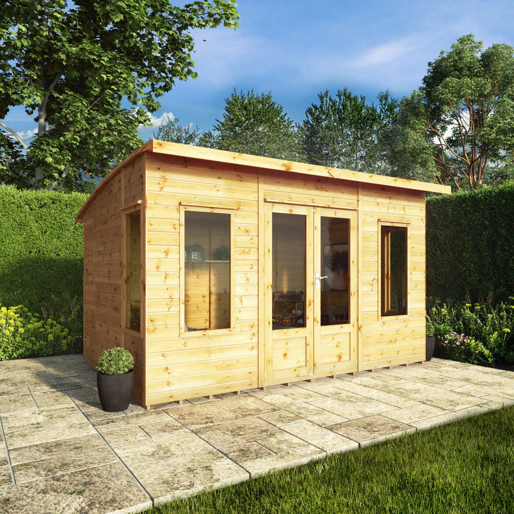 Mercia Helios 12x8 Ft Curved Shiplap Wooden Summer House With Double Door 1 Mercia Helios 12x8 Ft Curved Shiplap Wooden Summer House With Double Door