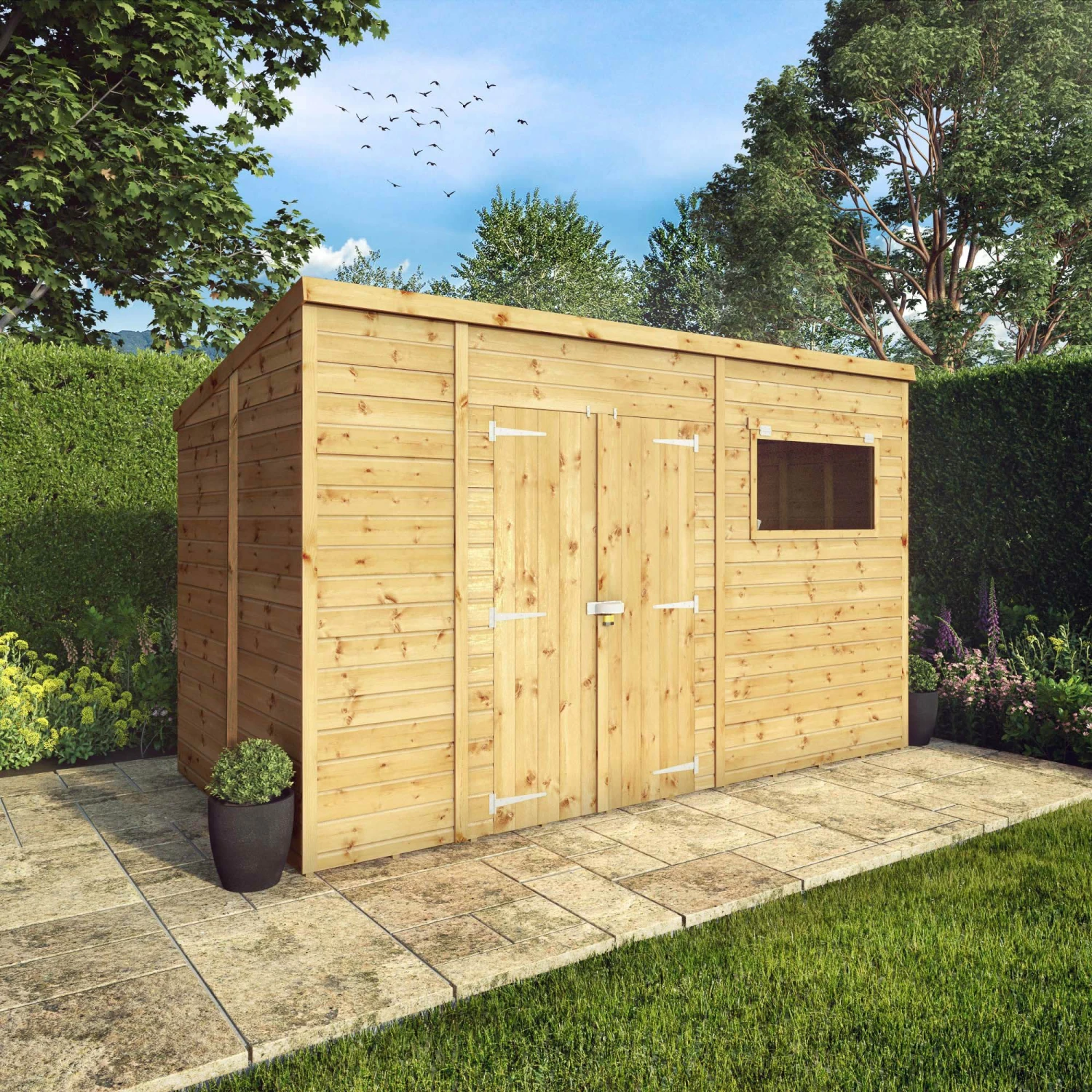 Mercia Premium 12x8 Ft Pent Shiplap Wooden 2 Door Shed With Floor 8 Mercia Premium 12x8 Ft Pent Shiplap Wooden 2 Door Shed With Floor - Image 8