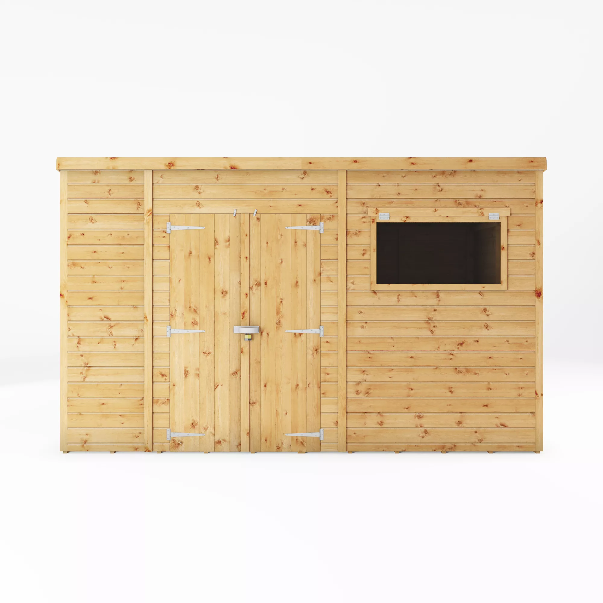 Mercia Premium 12x8 Ft Pent Shiplap Wooden 2 Door Shed With Floor 3 Mercia Premium 12x8 Ft Pent Shiplap Wooden 2 Door Shed With Floor - Image 3