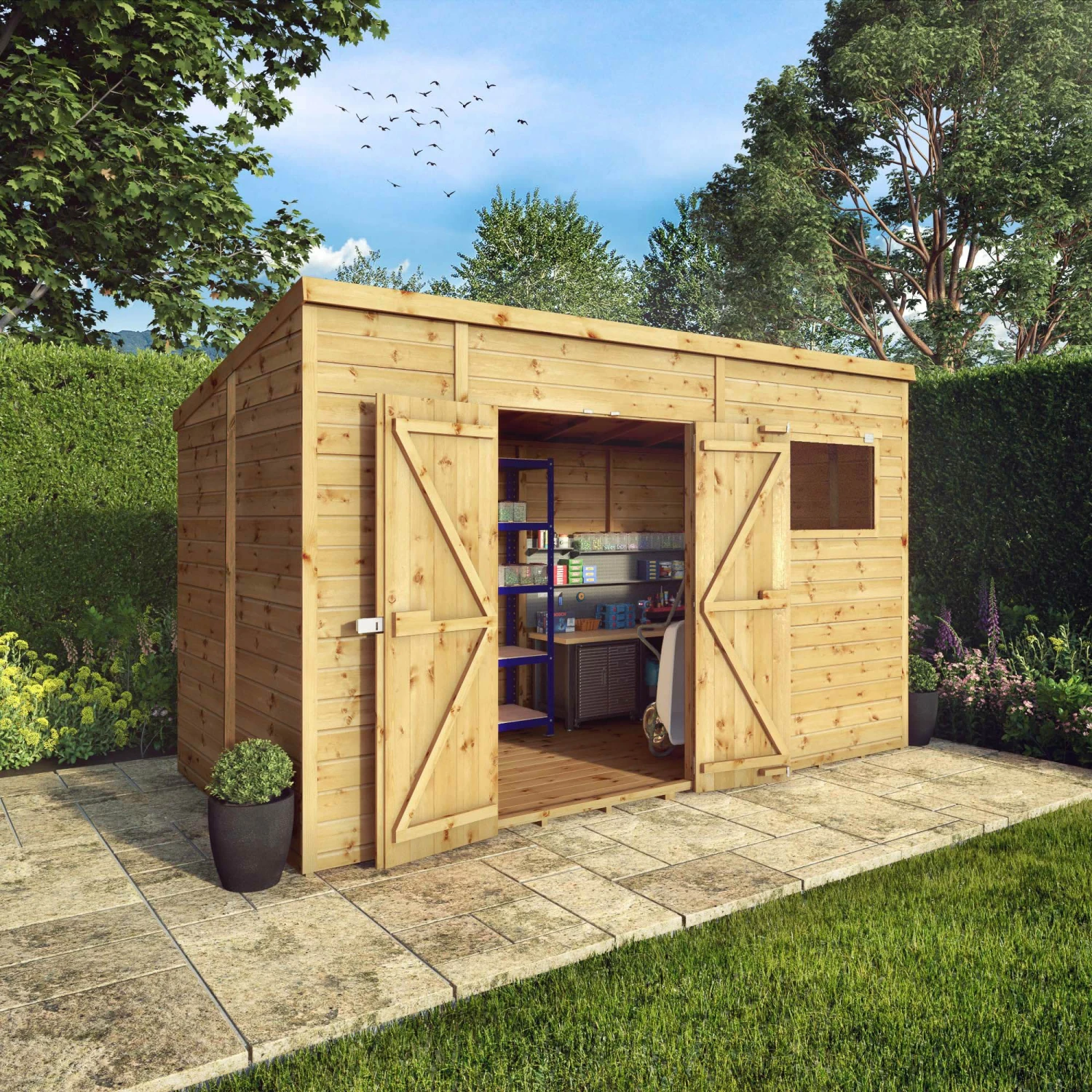 Mercia Premium 12x8 Ft Pent Shiplap Wooden 2 Door Shed With Floor 1 Mercia Premium 12x8 Ft Pent Shiplap Wooden 2 Door Shed With Floor