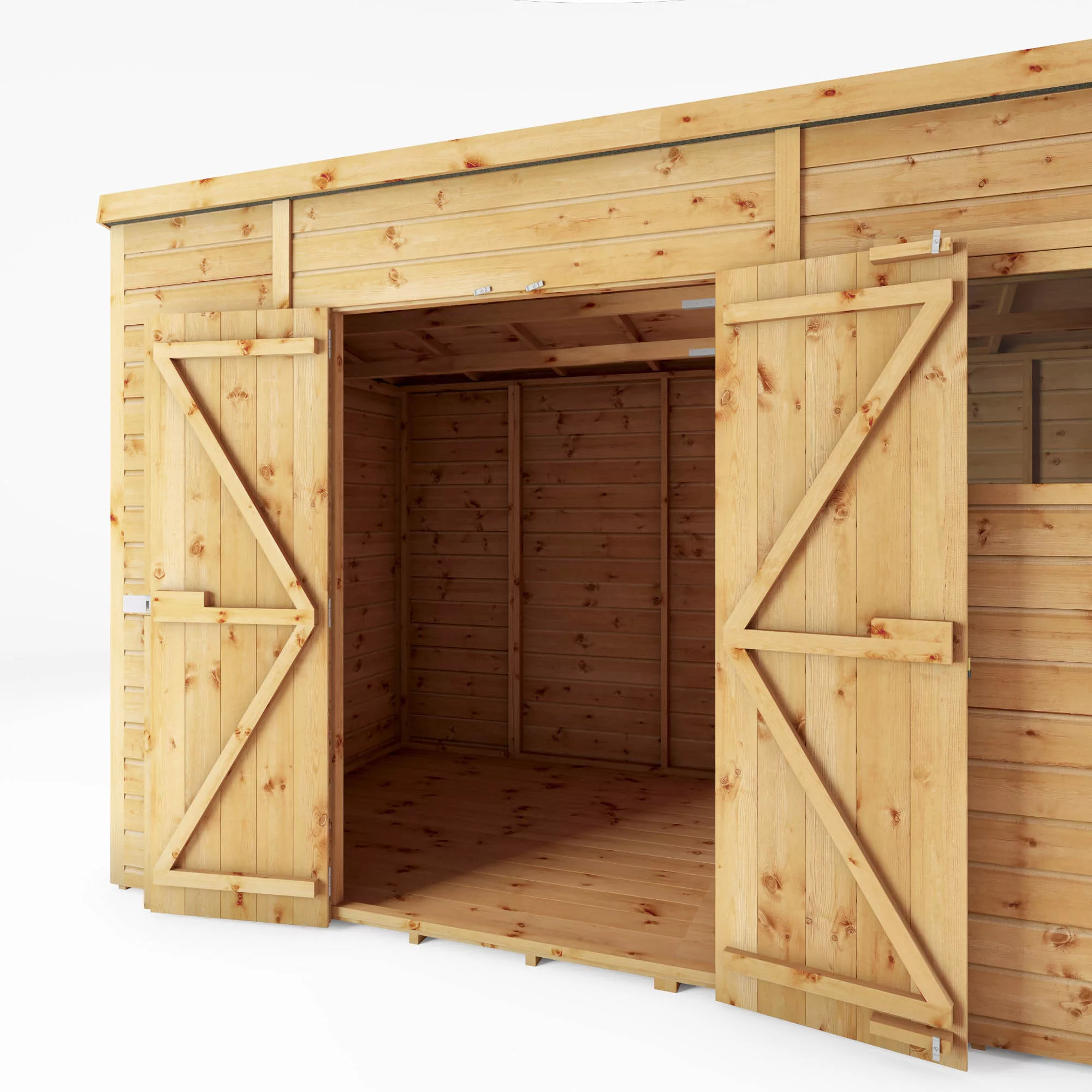 Mercia Premium 12x8 Ft Pent Shiplap Wooden 2 Door Shed With Floor 4 Mercia Premium 12x8 Ft Pent Shiplap Wooden 2 Door Shed With Floor - Image 4