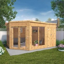 Mercia Summer House 13x9 Ft Pent Shiplap Solid Wood Summer House With Double Door