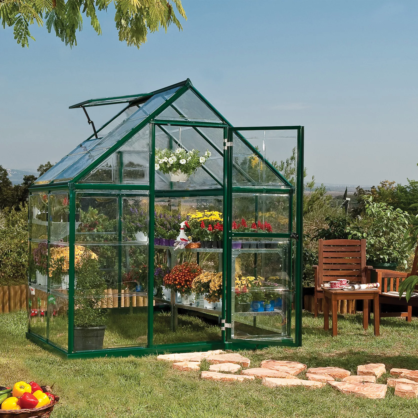 Palram - Canopia Harmony Green 6x4 Greenhouse 1 Palram - Canopia Harmony Green 6x4 Greenhouse