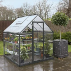 Palram - Canopia Harmony Grey 6X6 Greenhouse -Deals Good Garden Tool Store palram canopia harmony grey 6x6 greenhouse7290108601046 02i BQ