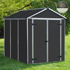 Palram - Canopia Rubicon 6x8 Apex Dark Grey Plastic Shed With Floor
