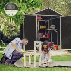 Palram - Canopia Rubicon 6x8 Apex Dark Grey Plastic Shed With Floor -Deals Good Garden Tool Store palram canopia rubicon 6x8 apex dark grey plastic shed with floor7290108603408 02i BQ