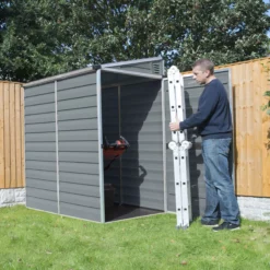 Palram - Canopia Skylight 4x6 Pent Dark Grey Plastic Shed With Floor -Deals Good Garden Tool Store palram canopia skylight 4x6 pent dark grey plastic shed with floor7290108132717 03i BQ