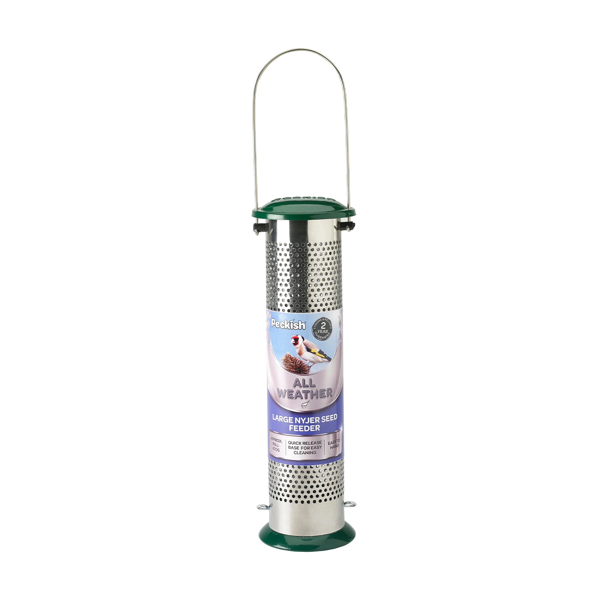 Peckish Plastic & Steel Seed & Nyger Green All Weather Bird Feeder 0.7L 1 Peckish Plastic & Steel Seed & Nyger Green All Weather Bird Feeder 0.7L