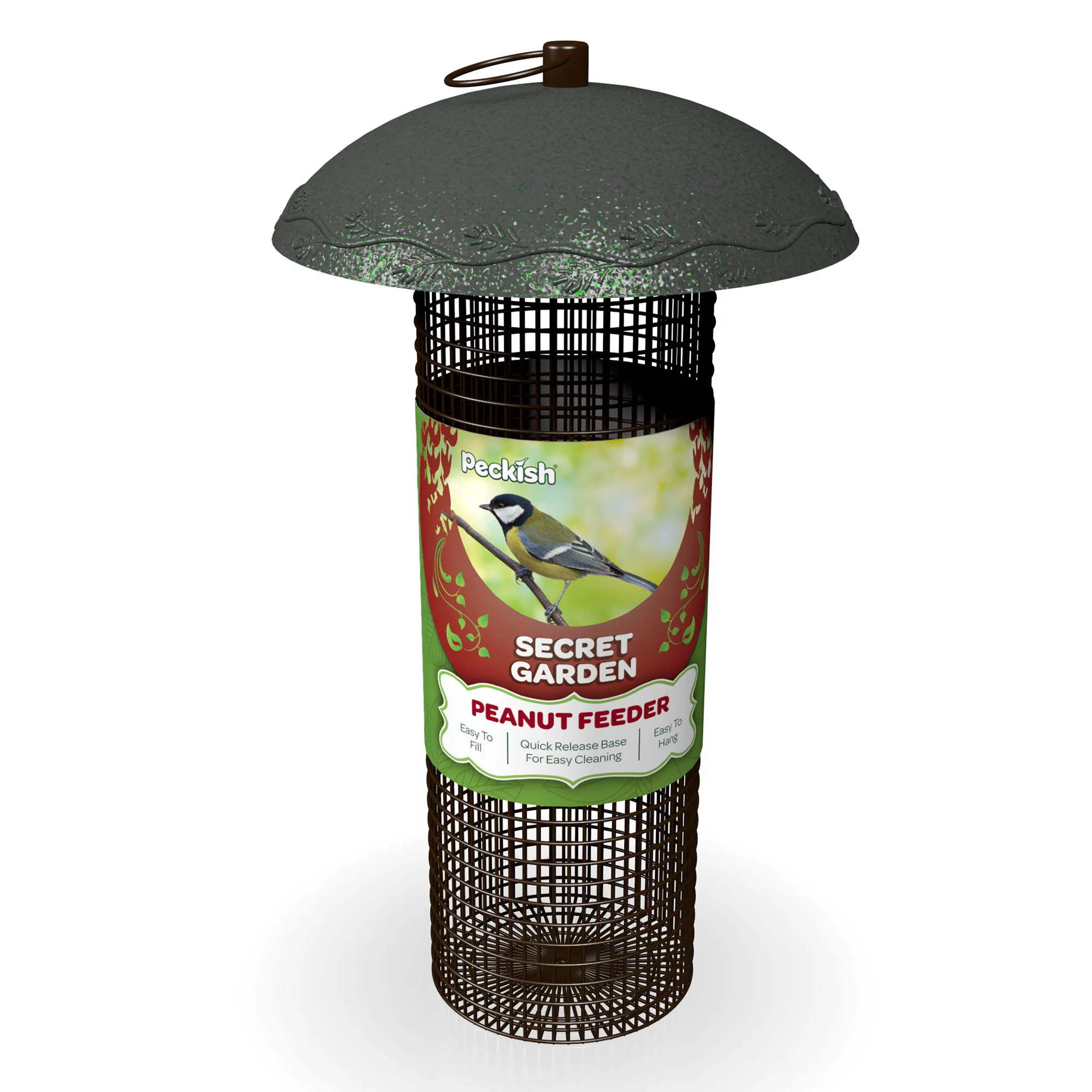 Peckish Secret Garden Steel Peanut Green Bird Feeder 0.7L 1 Peckish Secret Garden Steel Peanut Green Bird Feeder 0.7L