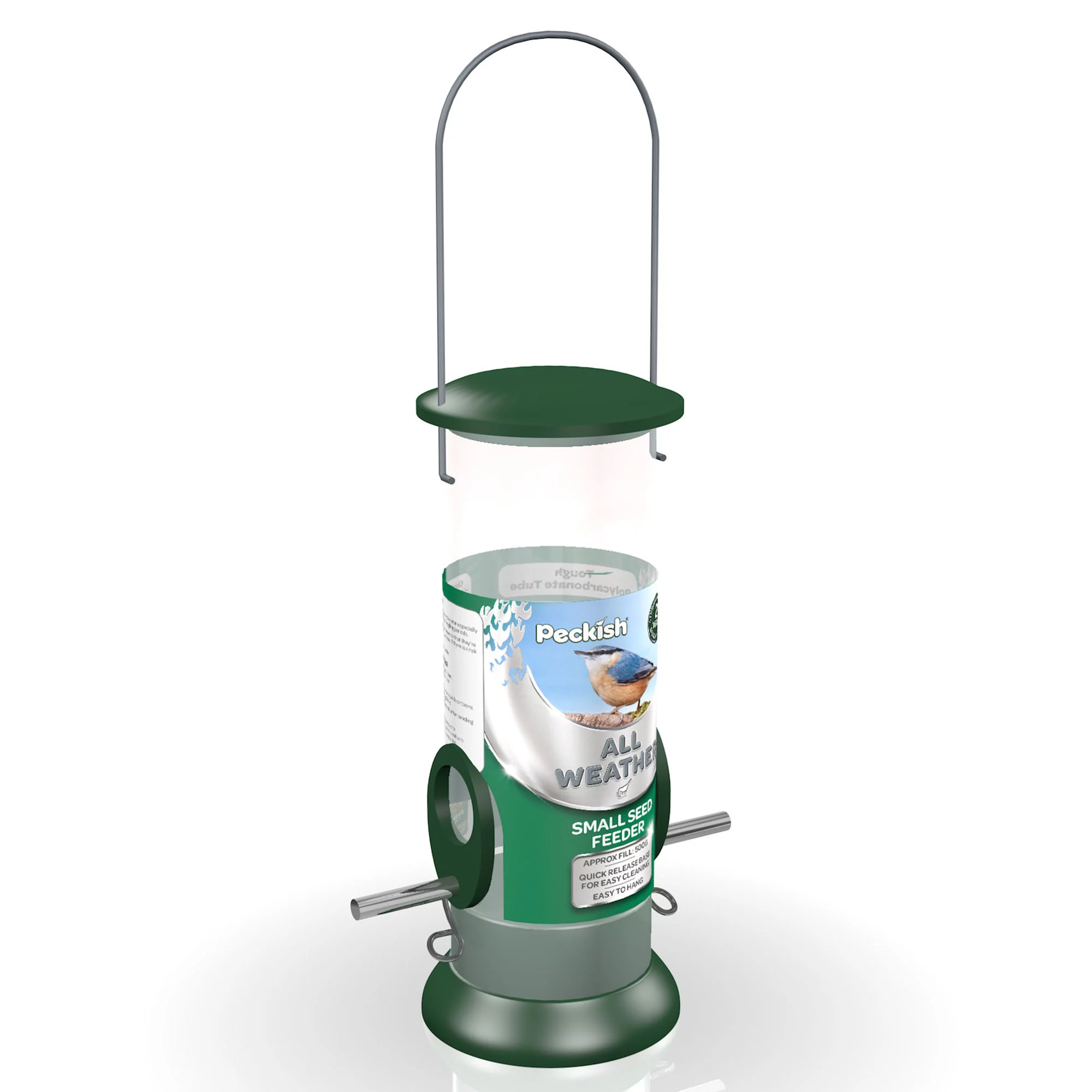 Peckish Stainless Steel Sunflower Heart Green All Weather Bird Feeder 0.7L 1 Peckish Stainless Steel Sunflower Heart Green All Weather Bird Feeder 0.7L