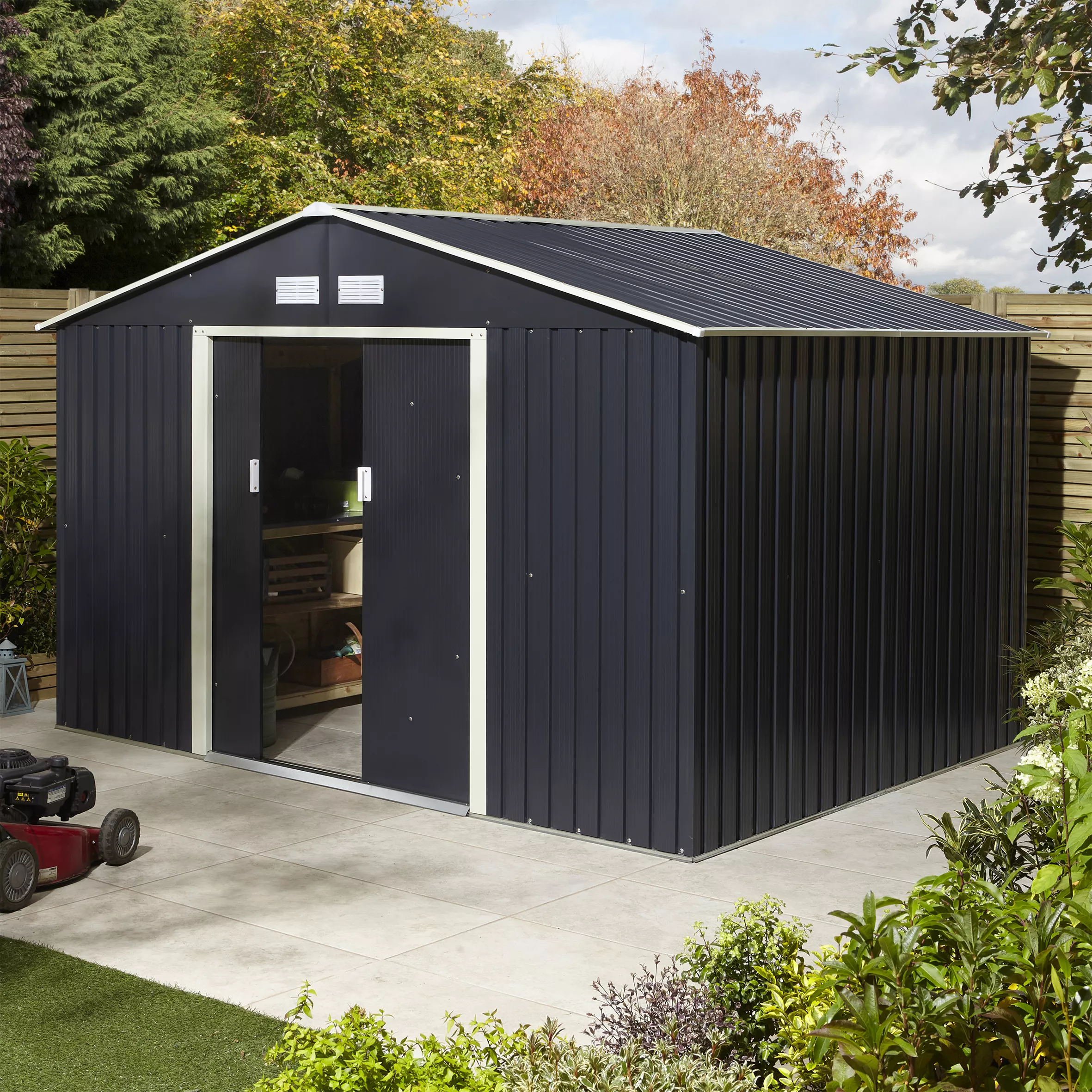 Rowlinson Trentvale 10x8 Apex Dark Grey Metal Shed 10 Rowlinson Trentvale 10x8 Apex Dark Grey Metal Shed - Image 10