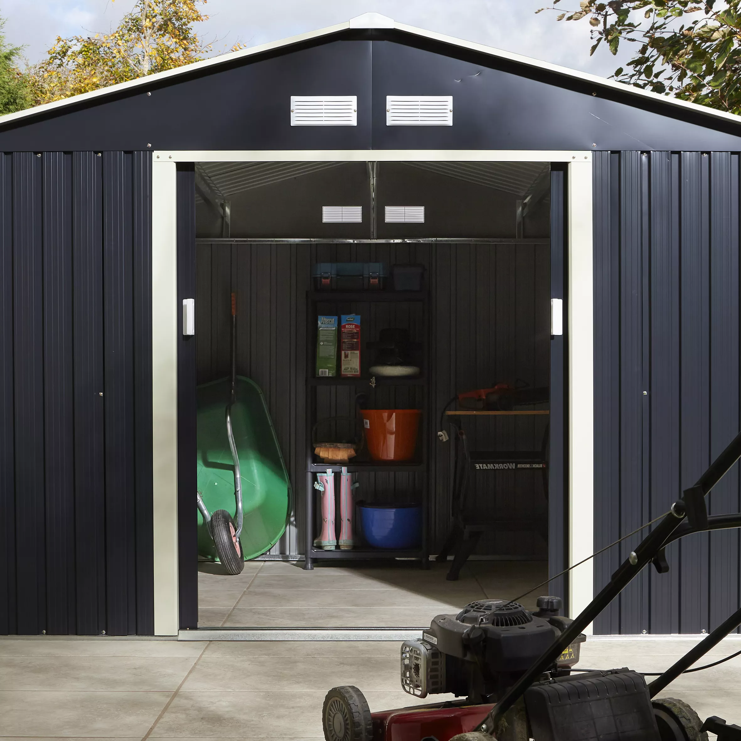 Rowlinson Trentvale 10x8 Apex Dark Grey Metal Shed 13 Rowlinson Trentvale 10x8 Apex Dark Grey Metal Shed - Image 13