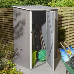 Rowlinson Trentvale 5x3 Pent Light Grey Metal Shed -Deals Good Garden Tool Store rowlinson trentvale 5x3 pent light grey metal shed5013856206330 03i bq