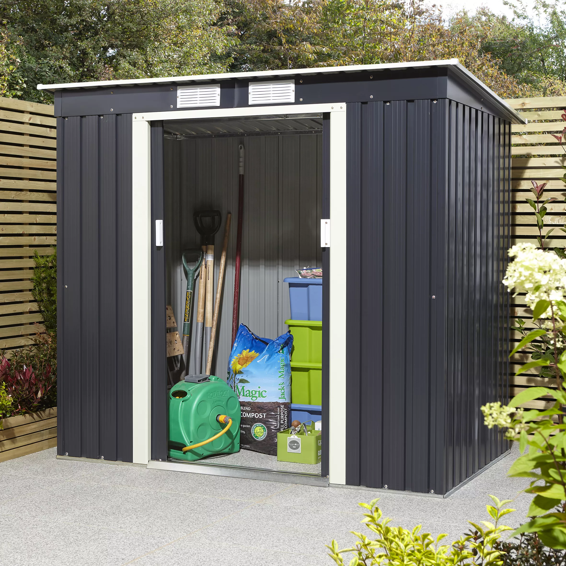 Rowlinson Trentvale 6x4 Pent Dark Grey Metal Shed 8 Rowlinson Trentvale 6x4 Pent Dark Grey Metal Shed - Image 8