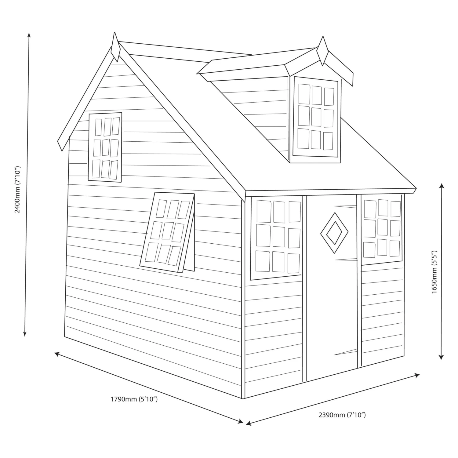 Shire 8x6 Cottage Whitewood Pine Playhouse Assembly Required 5 Shire 8x6 Cottage Whitewood Pine Playhouse Assembly Required - Image 5
