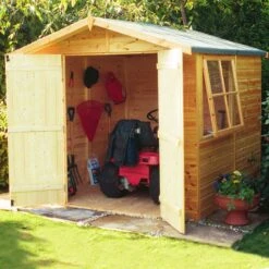 Shire Alderney 7x7 Ft Apex Shiplap Wooden 2 Door Shed With Floor (Base Included) - Assembly Service Included