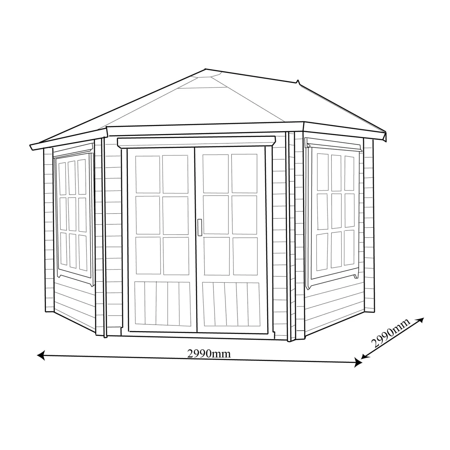Shire Belvoir 10x10 Ft Toughened Glass Apex Tongue & Groove Wooden Cabin With Felt Tile Roof 6 Shire Belvoir 10x10 Ft Toughened Glass Apex Tongue & Groove Wooden Cabin With Felt Tile Roof - Image 6