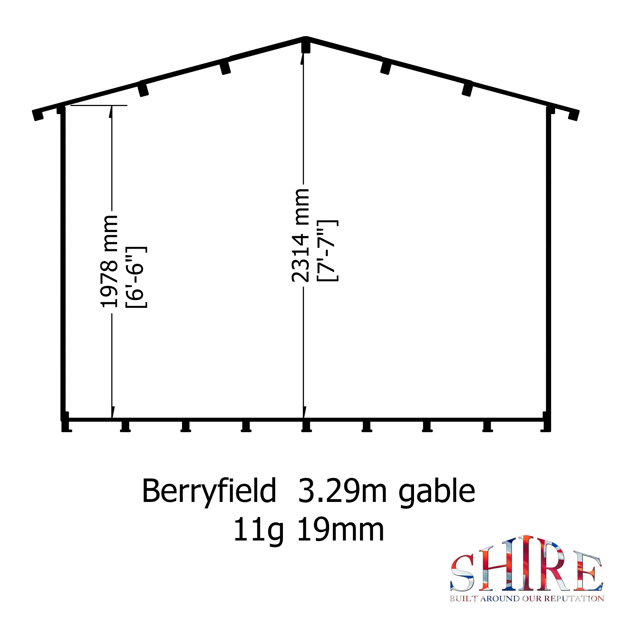 Shire Berryfield 11x8 Glass Apex Tongue & Groove Wooden Cabin - Base Not Included 7 Shire Berryfield 11x8 Glass Apex Tongue & Groove Wooden Cabin - Base Not Included - Image 7