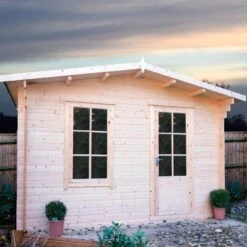 Shire Bucknells 10x12 Toughened Glass Apex Tongue & Groove Wooden Cabin - Base Not Included
