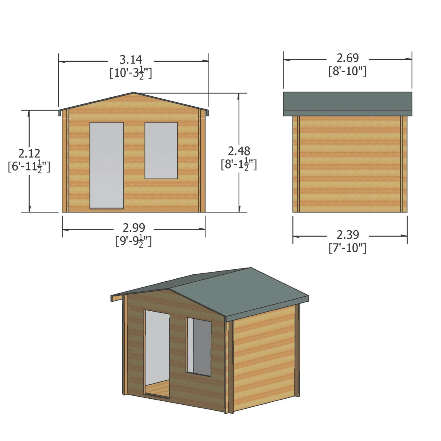 Shire Bucknells 10x8 Toughened Glass Apex Tongue & Groove Wooden Cabin 2 Shire Bucknells 10x8 Toughened Glass Apex Tongue & Groove Wooden Cabin - Image 2