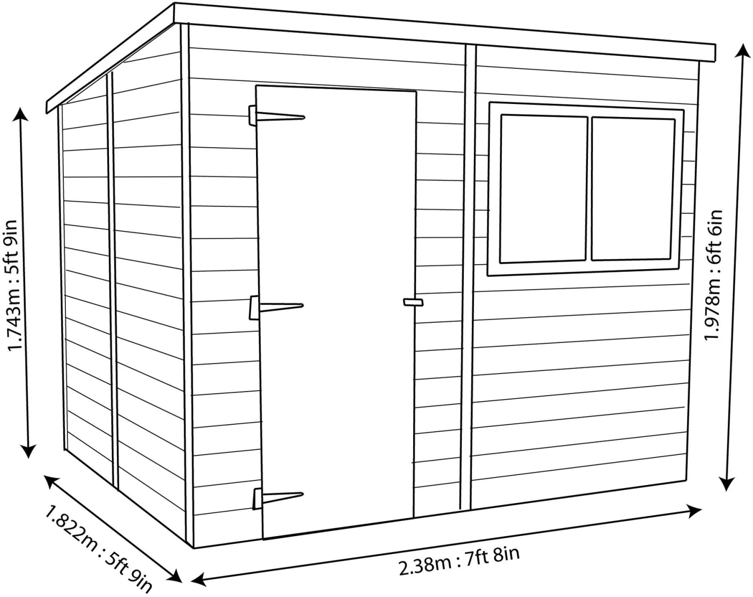 Shire Caldey 8x6 Ft Pent Shiplap Wooden 2 Windows Shed With Floor 8 Shire Caldey 8x6 Ft Pent Shiplap Wooden 2 Windows Shed With Floor - Image 8