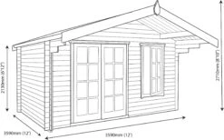 Shire Cannock 12x12 Toughened Glass Apex Tongue & Groove Wooden Cabin - Base Not Included -Deals Good Garden Tool Store shire cannock 12x12 toughened glass apex tongue groove wooden cabin base not included5019804312122 03t
