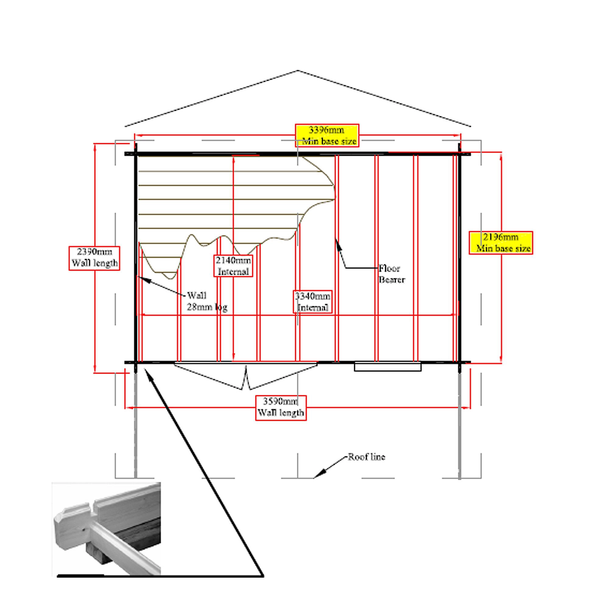 Shire Cannock 12x8 Ft Apex Tongue & Groove Wooden Cabin With Felt Tile Roof - Assembly Service Included 5 Shire Cannock 12x8 Ft Apex Tongue & Groove Wooden Cabin With Felt Tile Roof - Assembly Service Included - Image 5