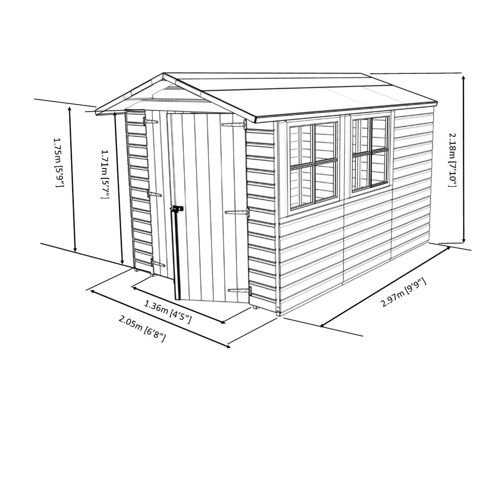 Shire Guernsey 7x10 Ft Apex Shiplap Wooden 2 Door 2 Windows Shed With Floor - Assembly Service Included 11 Shire Guernsey 7x10 Ft Apex Shiplap Wooden 2 Door 2 Windows Shed With Floor - Assembly Service Included - Image 11