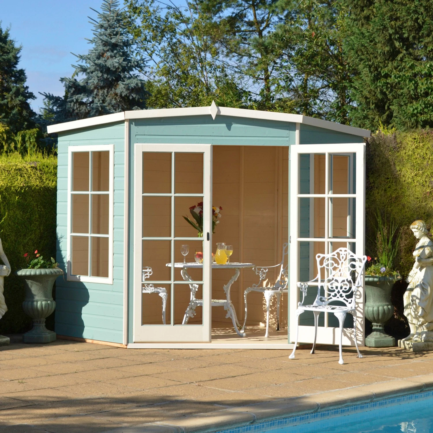 Shire Hampton 8x8 Toughened Glass Pent Shiplap Wooden Summer House - Base Not Included 4 Shire Hampton 8x8 Toughened Glass Pent Shiplap Wooden Summer House - Base Not Included - Image 4