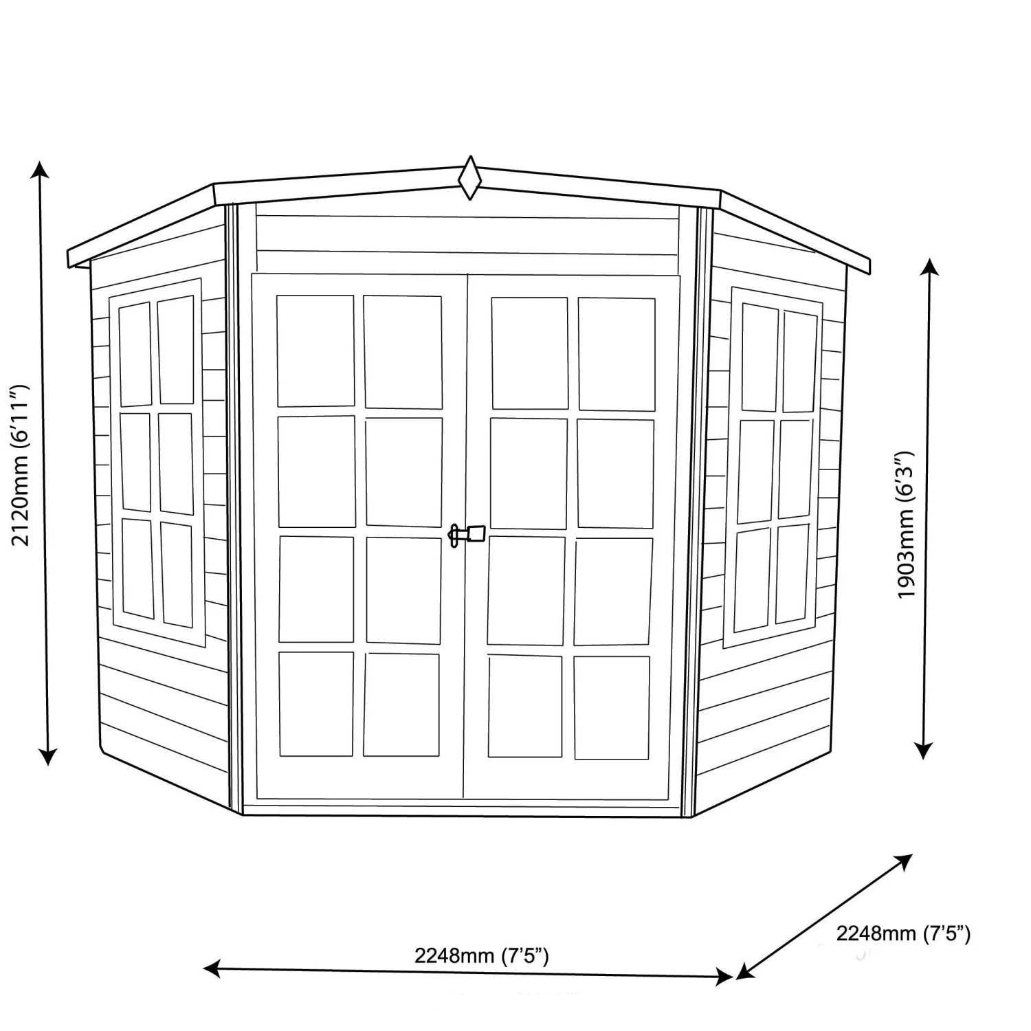 Shire Hampton 8x8 Toughened Glass Pent Shiplap Wooden Summer House - Base Not Included 6 Shire Hampton 8x8 Toughened Glass Pent Shiplap Wooden Summer House - Base Not Included - Image 6
