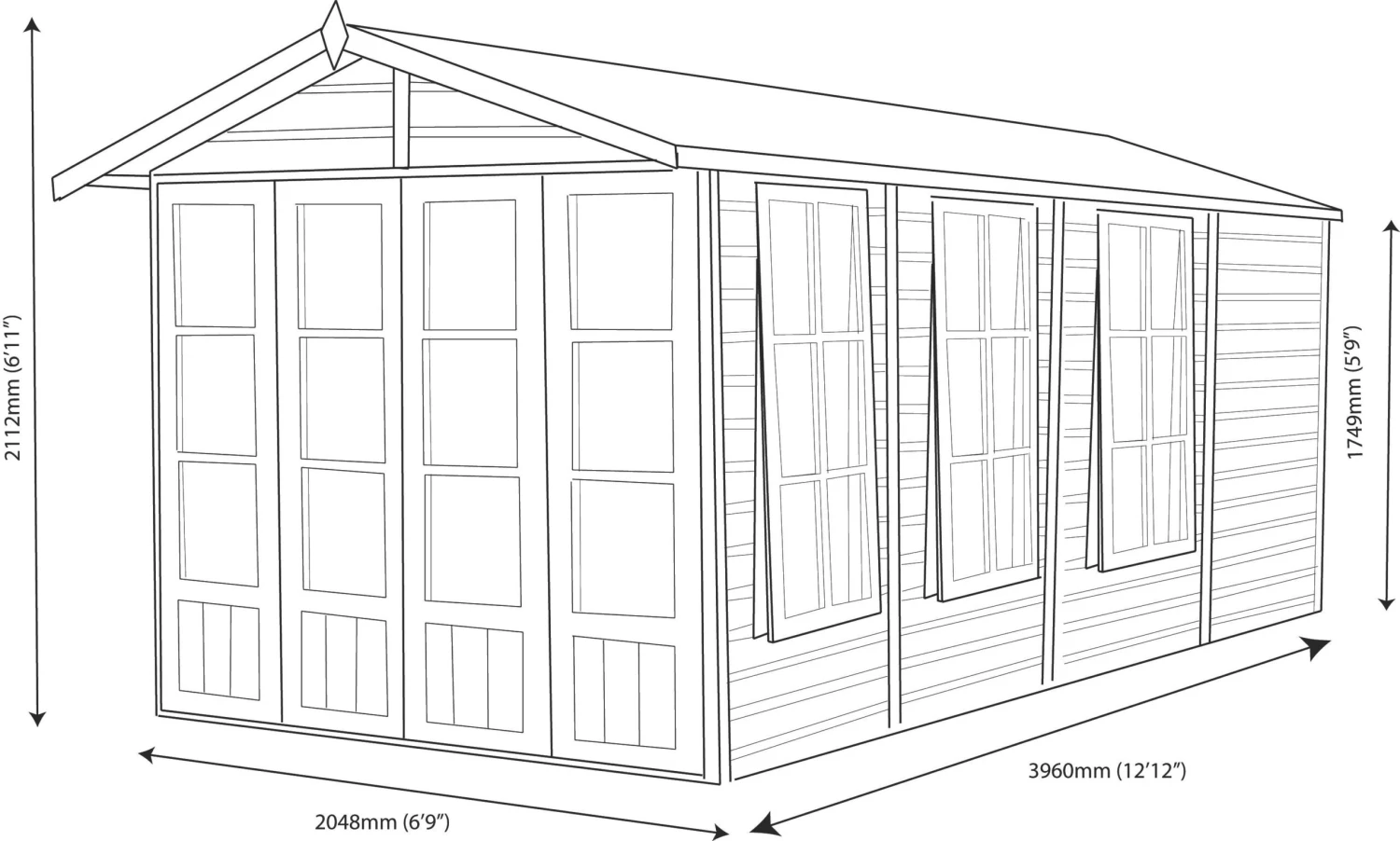 Shire Kensington 13x7 Apex Shiplap Wooden Summer House - Base Not Included 6 Shire Kensington 13x7 Apex Shiplap Wooden Summer House - Base Not Included - Image 6