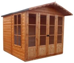 Shire Kensington 7x7 Glass Apex Shiplap Wooden Summer House - Base Included