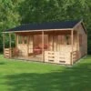 Shire Kingswood 18x20 Toughened Glass Apex Tongue & Groove Wooden Cabin - Base Not Included