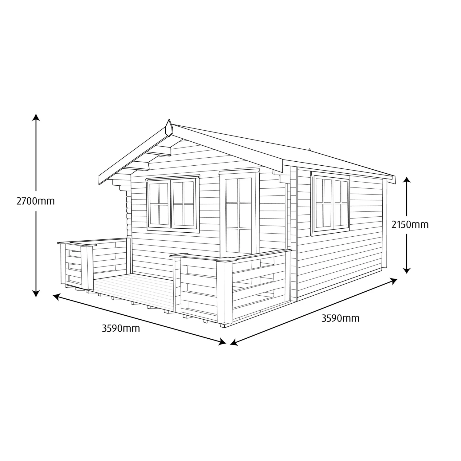 Shire Kinver 12x12 Ft Apex Tongue & Groove Wooden Cabin With Felt Tile Roof - Assembly Service Included 5 Shire Kinver 12x12 Ft Apex Tongue & Groove Wooden Cabin With Felt Tile Roof - Assembly Service Included - Image 5