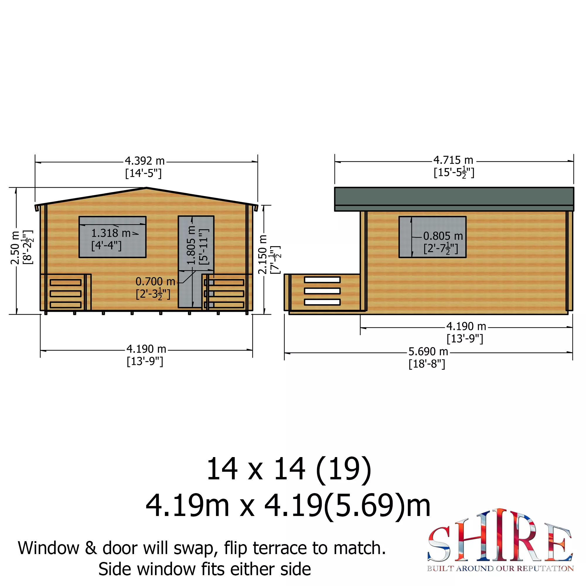 Shire Kinver 14x14 Glass Apex Tongue & Groove Wooden Cabin - Base Not Included 9 Shire Kinver 14x14 Glass Apex Tongue & Groove Wooden Cabin - Base Not Included - Image 9