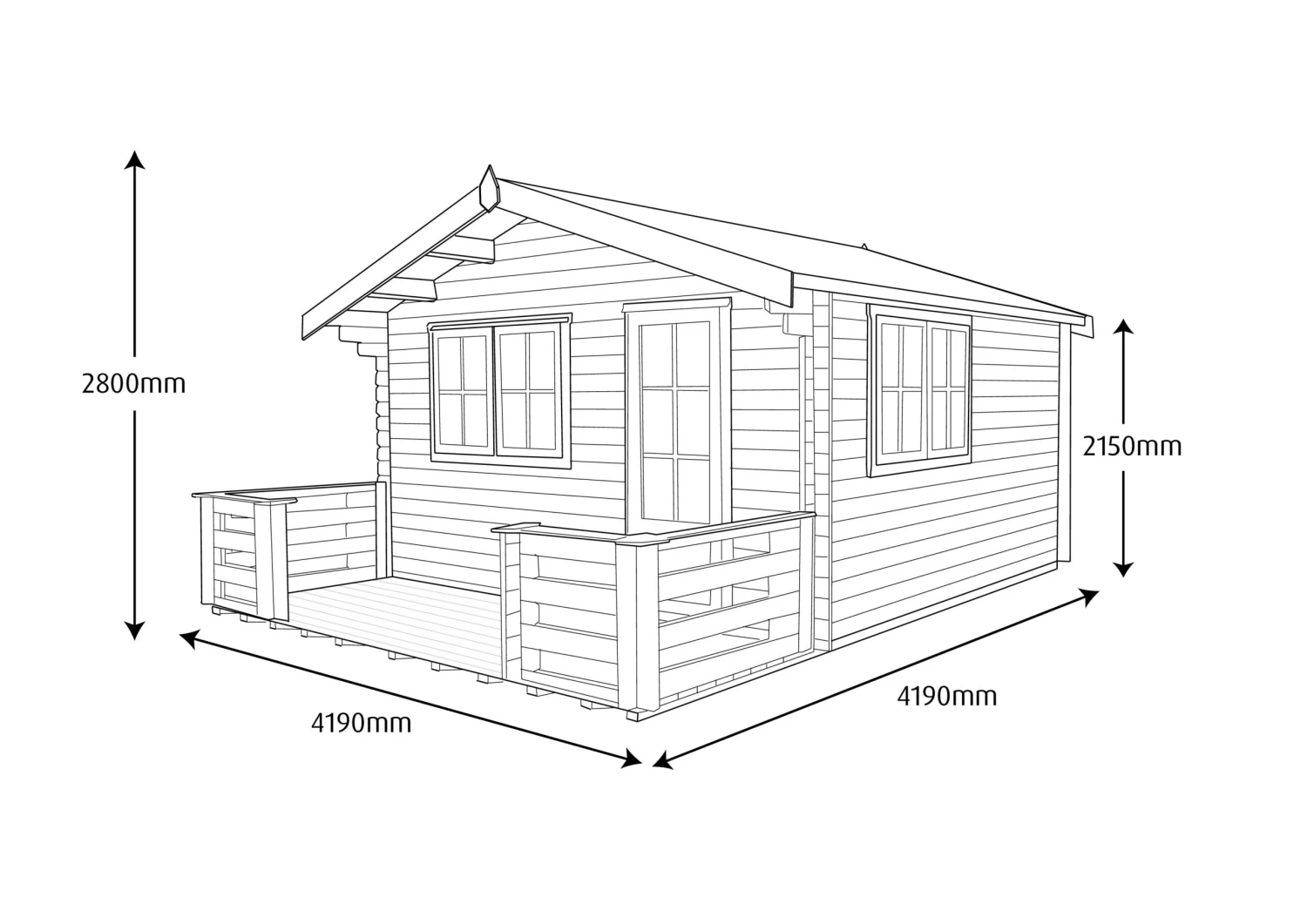 Shire Kinver Toughened Glass Apex Tongue & Groove Wooden Cabin - Base Not Included 10 Shire Kinver Toughened Glass Apex Tongue & Groove Wooden Cabin - Base Not Included - Image 10