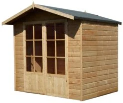 Shire Lumley 7x5 Toughened Glass Apex Shiplap Wooden Summer House - Base Not Included