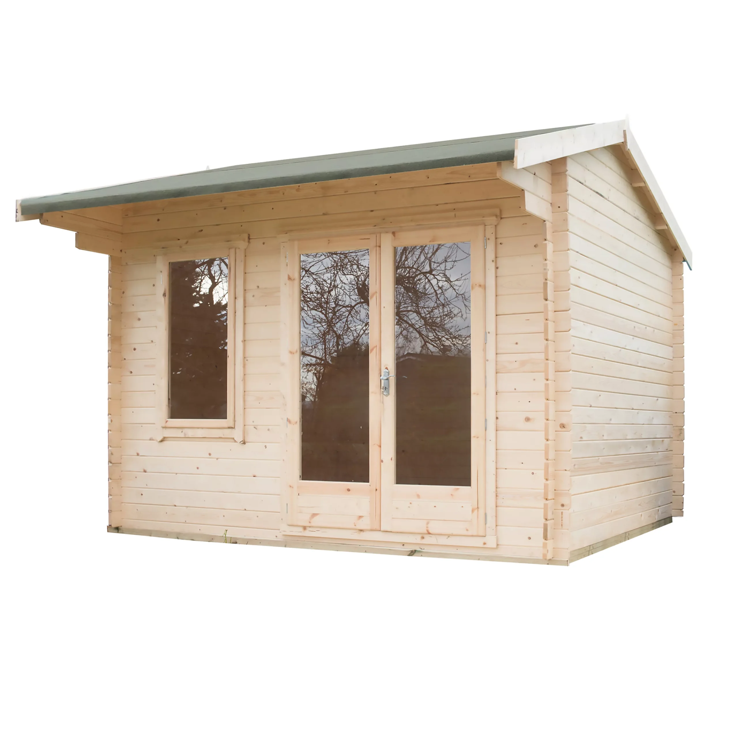 Shire Marlborough 10x14 Ft Toughened Glass Apex Tongue & Groove Wooden Cabin With Felt Tile Roof 3 Shire Marlborough 10x14 Ft Toughened Glass Apex Tongue & Groove Wooden Cabin With Felt Tile Roof - Image 3
