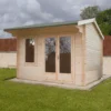 Shire Marlborough 12x12 Ft Toughened Glass Apex Tongue & Groove Wooden Cabin With Felt Tile Roof
