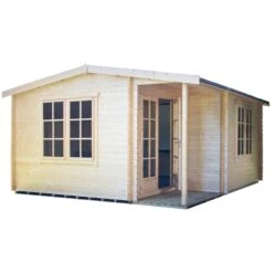 Shire Twyford 16x17 Ft Toughened Glass Apex Tongue & Groove Wooden Cabin With Felt Tile Roof