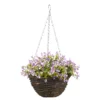Smart Garden Pansy Artificial Lilac & Green Round Plastic Hanging Basket, 25cm