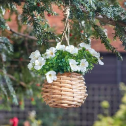 Smart Garden White Flower Basket Artificial Topiary