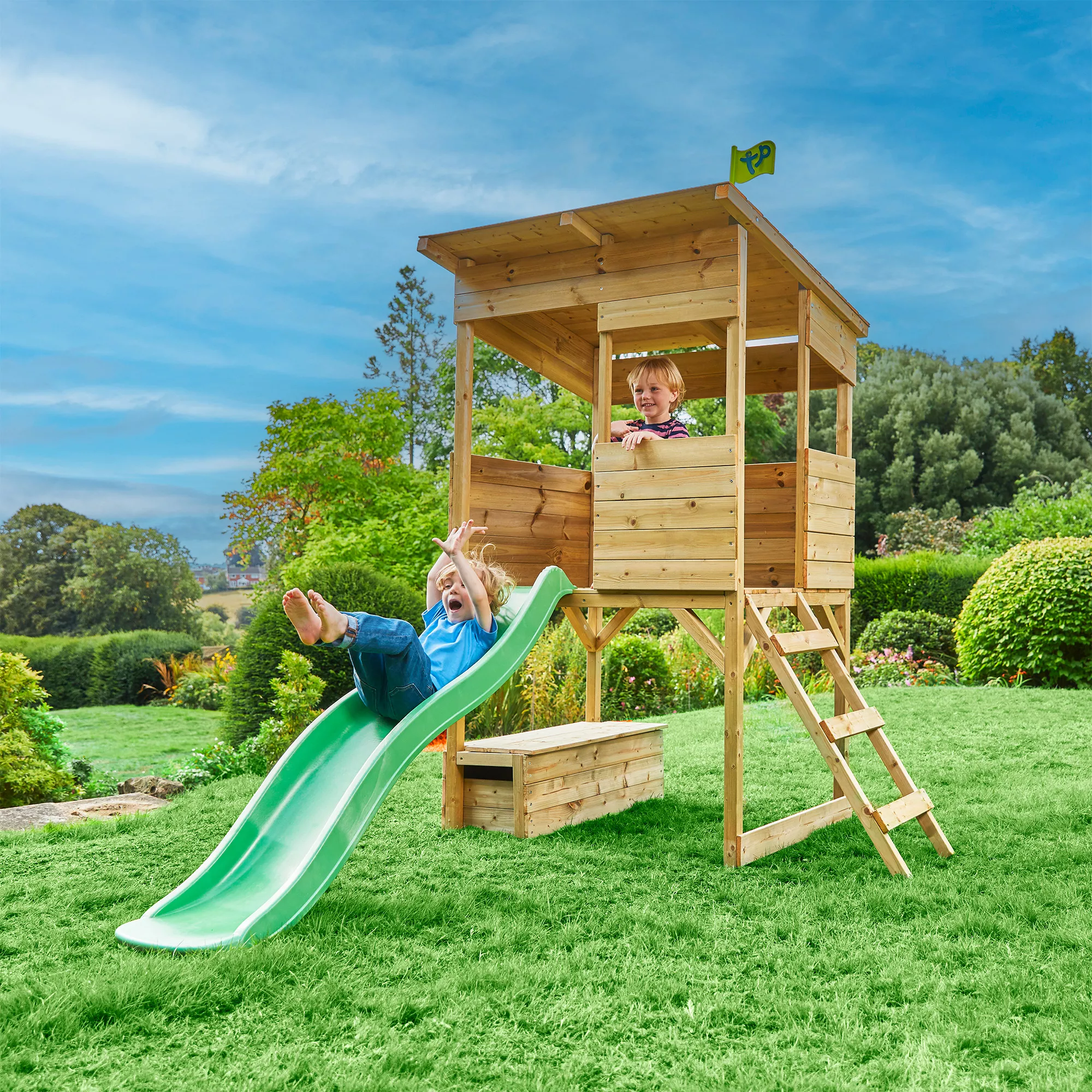 TP Toys 8x7 Tree Top Timber Tower Slide Playhouse Assembly Required 4 TP Toys 8x7 Tree Top Timber Tower Slide Playhouse Assembly Required - Image 4