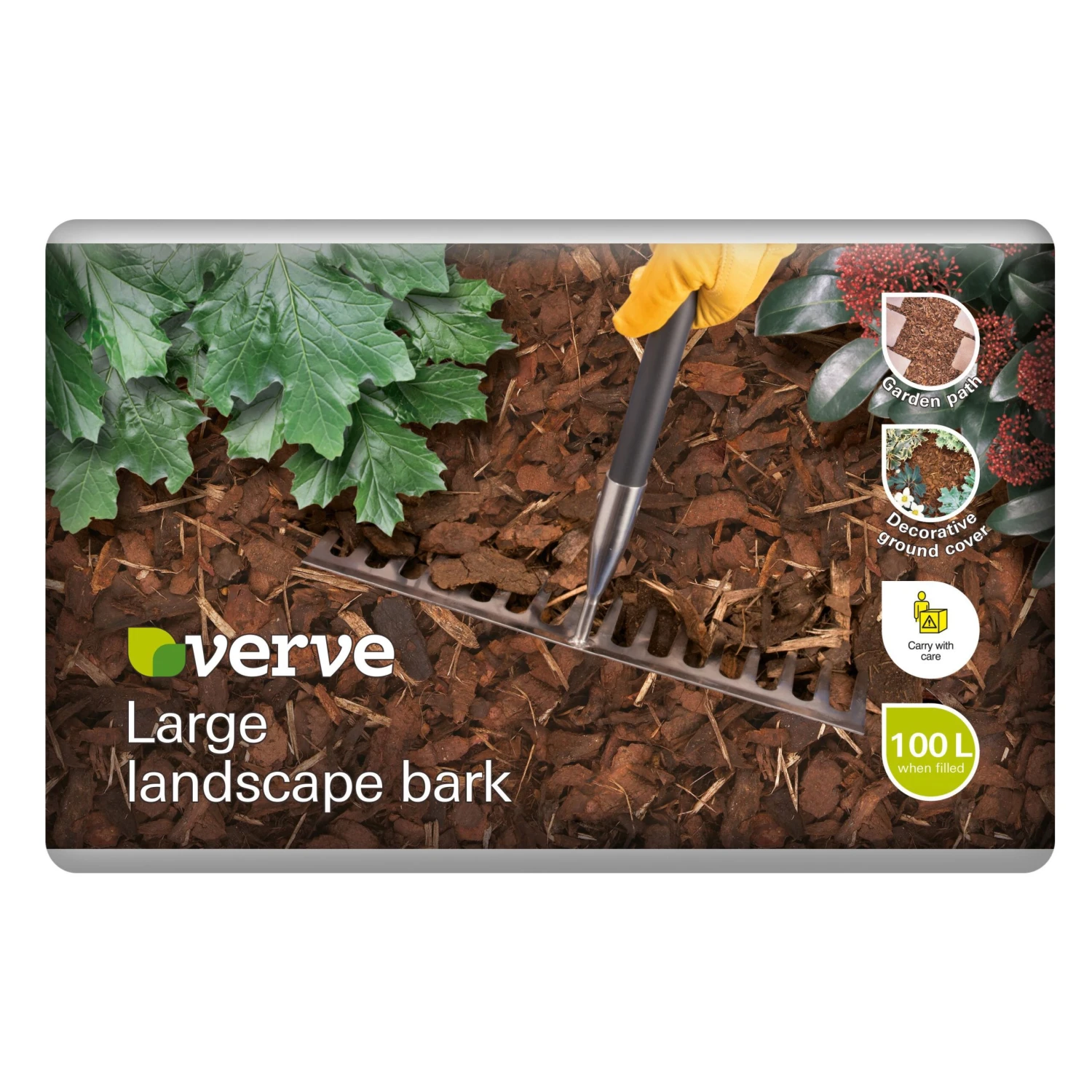 Verve Dark Brown Bark Chippings Large 100L Bag 1 Verve Dark Brown Bark Chippings Large 100L Bag